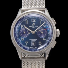 [브라이틀링] 남성용 프리미에르 AB0145171C1P2 크로노그래프 7750 타입 오토매틱 42mm 메쉬밴드 블루 다이얼 bre6016