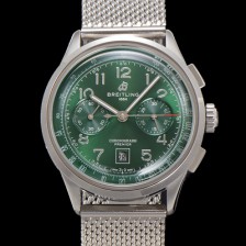[브라이틀링] 남성용 프리미에르 AB0145371L1P1 크로노그래프 7750 타입 오토매틱 42mm 메쉬밴드 그린 다이얼 bre6017