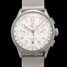 [브라이틀링] 남성용 프리미에르 AB0145211G1P1 크로노그래프 7750 타입 오토매틱 42mm 메쉬밴드 화이트 다이얼 bre6018