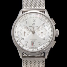 [브라이틀링] 남성용 프리미에르 크로노그래프 7750 타입 오토매틱 42mm 메쉬밴드 화이트 다이얼 bre6019