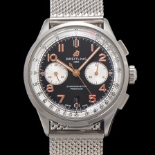 [브라이틀링] 남성용 프리미에르 크로노그래프 7750 타입 오토매틱 42mm 메쉬밴드 블랙 다이얼 bre6021