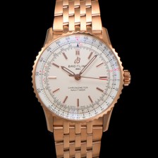 [브라이틀링] 남성용 네비타이머 R17329F41G1R1 크로노그래프 18K 로즈골드 오토매틱 2824 타입 41mm 메탈줄 화이트 다이얼 bre6040