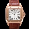 [까르띠에] 산토스 100 XL 오토매틱 ETA2824-2 타입 18k 로즈골드 남성용 51mm 가죽줄 화이트다이얼 car69313
