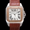 [까르띠에] 산토스 100 XL W20072X7 오토매틱 ETA2824-2 타입 18k 로즈골드 남성용 51mm 가죽줄 화이트 다이얼 car69314