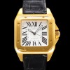 [까르띠에] 산토스 100 오토매틱 ETA2824-2 타입 18k 옐루골드 남성용 51mm 가죽줄 화이트 다이얼 car69317