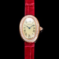 [까르띠에] 여성용 베누아 WJBA0031 18K로즈골드 실버 다이얼 악어가죽줄 쿼츠 무브먼트 car69353