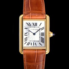 [까르띠에] 여성용 신상 탱크 W1529756 실버 다이얼 33.7mm 옐로우골드 악어가죽 쿼츠 무브먼트 car69359