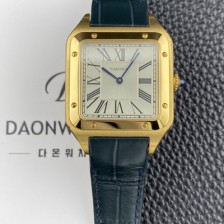 [까르띠에] 남성용 산토스 뒤몽 santos1612 엑스라지 18K 옐우골드 46.6mm 쿼츠 무브먼트 실버 다이얼 car69377