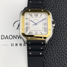 [까르띠에] 남성용 산토스 드 까르띠에 워치 W2SA0009 라지 39.8mm 18K 옐우골드 오토매틱 9015 무브먼트 화이트 다이얼 car69397