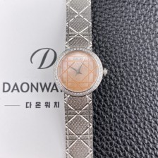 
[디올] 여성용 라디드 사틴 25mm 다이아몬드 쿼츠 무브먼트 핑크 자게 다이얼 dio1009