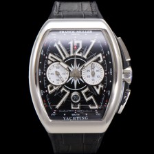 [프랭크뮬러] 남성용 뱅가드 오토매틱 크로노그래프 7750 타입 44mm 가죽줄 블랙 다이얼 fra8243