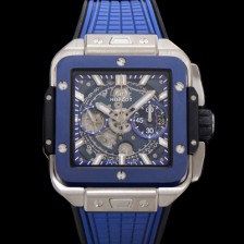 [휴블렛] 남성용 스퀘어 뱅 유니코 821.NL.5170.RX 스켈레톤 다이얼 티타늄 에디션 42미리 오토매틱 무브먼트 우레탄 러버밴드 hub2130