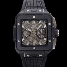 [휴블렛] 남성용 스퀘어 뱅 유니코 821.CI.0170.RX 스켈레톤 다이얼 티타늄 에디션 세라믹 42미리 오토매틱 무브먼트 우레탄 러버밴드 hub2135