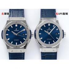 [휴블렛] 남성용 클래식 퓨전 542.NX.7170.LR 42mm 오토매틱 2892 타입 가죽/러버 믹스 블루 다이얼 hub2136