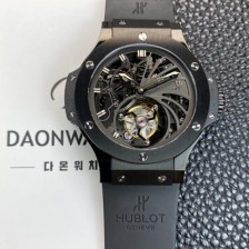 [휴블렛] 남성용 빅뱅 블랙 PVD 코팅 투어빌론 탑재 무브먼트 스켈레톤 다이얼 hub2154