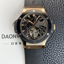 [휴블렛] 남성용 빅뱅 18K 로즈골드 투어빌론 탑재 무브먼트 스켈레톤 다이얼 hub2156