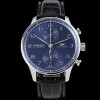 [아이더블유씨] 남성용 신상품 / 포르투기즈 IW371606 크로노그래프 오토매틱 Cal.69355 타입 41미리 가죽줄 블루 다이얼 iwc4091