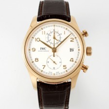 [아이더블유씨] 남성용 포루투기즈 IW390301 18k 로즈골드 42mm 크로노그래프 오토매틱 무브먼트 화이트 다이얼 iwc4096
