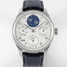 [아이더블유씨] 남성용 포루투기즈 IW503406 퍼페추얼 캘린더 더블 문 플래티넘 44mm 오토매틱 무브먼트 화이트 다이얼 iwc4104