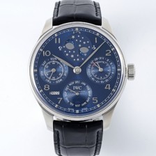 [아이더블유씨] 남성용 포루투기즈 IW503401 퍼페추얼 캘린더 더블 문 44mm 오토매틱 무브먼트 블루 다이얼 iwc4105