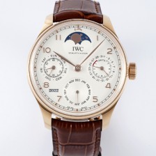[아이더블유씨] 남성용 포루투기즈 IW502306 퍼페추얼 캘린더 싱글 문 44mm 18k 로즈골드 오토매틱 무브먼트 화이트 다이얼 iwc4108
