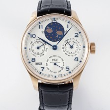 [아이더블유씨] 남성용 포루투기즈 IW503405 퍼페추얼 캘린더 더블 문 플래티넘 44mm 18k 로즈골드 오토매틱 무브먼트 화이트 다이얼 iwc4110