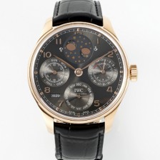 [아이더블유씨] 남성용 포루투기즈 IW503404 퍼페추얼 캘린더 더블 문 44mm 18k 로즈골드 오토매틱 무브먼트 그레이 다이얼 iwc4111