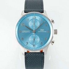 [아이더블유씨] 남성용 신상품 포르투기즈 IW371626 크로노그래프 41mm 오토매틱 Cal.69355 타입 아이스 블루 다이얼 iwc4116