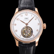 [아이떠블유씨] 남성용 포르투기저 IW545801 핸드 와인드 투르비옹 18K 로즈골드 42.4mm 가죽줄 화이트 다이얼 iwc71020