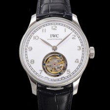 [아이떠블유씨] 남성용 포르투기저 핸드 와인드 투르비옹 42.4mm 가죽줄 화이트 다이얼 iwc71021