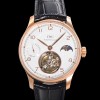 [아이떠블유씨] 남성용 포르투기저 문페이즈 투어빌론 18K 로즈골드 42.4mm 가죽줄 화이트 다이얼 iwc71023