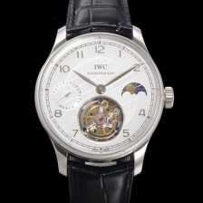 [아이떠블유씨] 남성용 포르투기저 문페이즈 투어빌론 42.4mm 가죽줄 화이트 다이얼 iwc71024