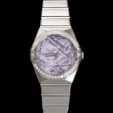 [오메가] 여성용 컨스틀레이션 131.15.28.60.99.001 다이아몬드 세팅 베젤 28mm 쿼츠 무브먼트 메테오라이트 다이얼 omg0147