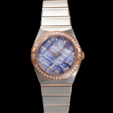 [오메가] 여성용 컨스틀레이션 131.25.28.60.99.001 로즈골드 다이아몬드 세팅 베젤 28mm 쿼츠 무브먼트 메테오라이트 다이얼 omg0150