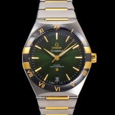 [오메가] 남성용 1:1수제공정! 131.23.41.21.10.001 무브UP 컨스틸레이션 코-엑시얼 마스터 오토매틱 Cal.8900타입 41mm 18K 옐로우골드 메탈줄 그린 다이얼 omg20189