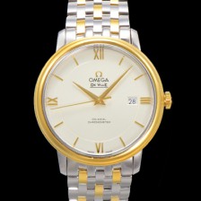[오메가] 남성용 드빌 프레스티지 424.20.37.20.02.001 오토매틱 Cal.8800타입 39.5mm 18K 옐로우골드 메탈줄 화이트 다이얼 omg20201