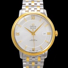[오메가] 남성용 드빌 프레스티지 424.20.37.20.58.001 오토매틱 Cal.8800타입 39.5mm 18K 옐로우골드 메탈줄 화이트 다이얼 omg20202