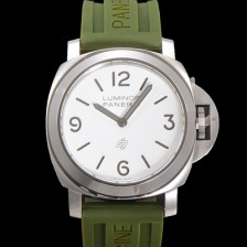 [파네라이] 남성용 루미노르 PAM01087 베이스 로고 오토매틱 6497-2 타입 44mm  우레탄 화이트 다이얼 pan5194