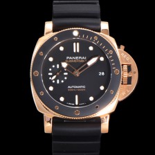 [파네라이] 남성용 서브머시블 골드테크™ PAM02164 오토매틱 Cal P. 900 타입 42mm 18K 로즈골드 우레탄 블랙 다이얼 pan5209