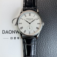 [파텍필립] 남성용 칼라트라바 가죽줄 39mm 오토매틱 324 타입 화이트 다이얼 pat2247