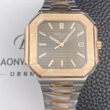 [파텝필립] 남성용 큐비투스 데이트 Ref.5821 콤비 18K 로즈골드 45mm 오토매틱 Cal.26-330 SC 타입 브라운 다이얼 pat2259