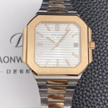 [파텝필립] 남성용 큐비투스 데이트 Ref.5821 콤비 18K 로즈골드 45mm 오토매틱 Cal.26-330 SC 타입 화이트 다이얼 pat2260