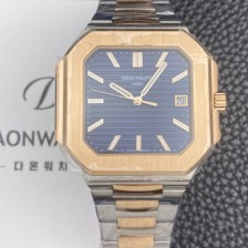 [파텝필립] 남성용 큐비투스 데이트 Ref.5821 콤비 18K 로즈골드 45mm 오토매틱 Cal.26-330 SC 타입 블루 다이얼 pat2261