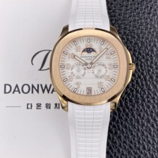 [파텝필립] 남성용 아쿠아넛 5261R 루스 연간 캘린더 문페이즈 39.9mm 18K 로즈골드 오토매틱 Cal.324 S C 타입 화이트 다이얼 pat2272