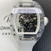 [리차드밀레] 남성용 RM055 트랜스파랜트 50mm 미네랄 크리스탈 기계식 수동형 무브먼트 화이트 스켈레톤 다이얼 ric0326