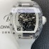 [리차드밀레] 남성용 RM055 트랜스파랜트 50mm 미네랄 크리스탈 기계식 수동형 무브먼트 화이트 스켈레톤 다이얼 ric0326