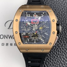 [리차드밀레] 남성용 RM11 크로노그래프 오토매틱 18K 로즈골드 50미리 스켈래톤 블랙다이얼 RIC08722