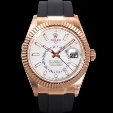[로렉스] 남성용 스카이더웰러 m336235-0003 18K 로즈골드 42mm 오토매틱 Cal.9002 타입 우레탄줄 화이트 다이얼 rol5313