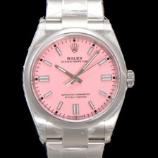[로렉스] 남성용 904스틸 오이스터 퍼페추얼 m126000 오토매틱 칼리버 3230타입 36미리 메탈시계 핑크 다이얼 rol5366