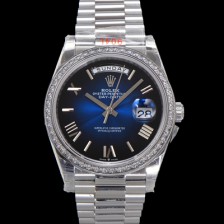 [로렉스] 남성용 New 데이데이트 플래티넘 m228396tbr-0042 무게187g 40mm 오토매틱 Cal.2836-2 타입 블루 옴브레 다이얼 rol5394